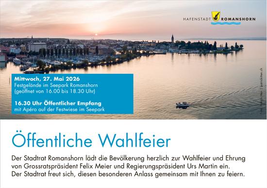 Öffentliche Wahlfeier, 27. Mai, Festgelände im Seepark Romanshorn