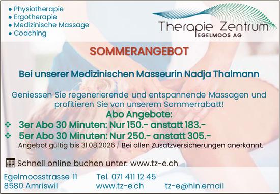 Therapie Zentrum Egelmoos AG, Amriswil - SOMMERANGEBOT
