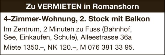 4-Zimmer-Wohnung, 2. Stock mit Balkon, Romanshorn, zu vermieten