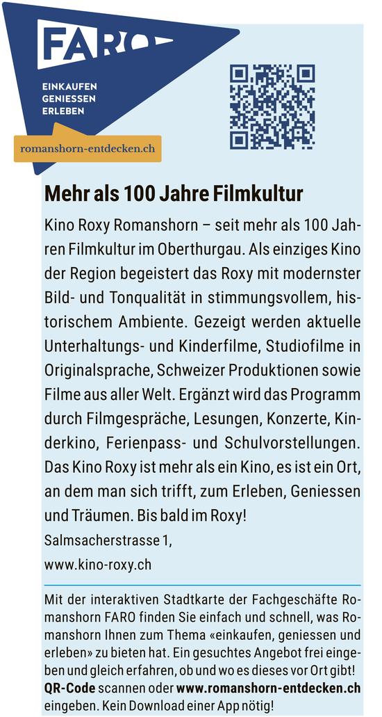 Kino Roxy, Romanshorn – Mehr als 100 Jahre Filmkultur
