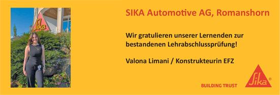 SIKA Automotive AG, Romanshorn, Wir gratulieren unserer Lernenden zur bestandenen Lehrabschlussprüfung!