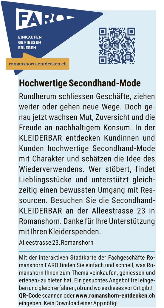 KLEIDERBAR, Romanshorn - Hochwertige Secondhand-Mode
