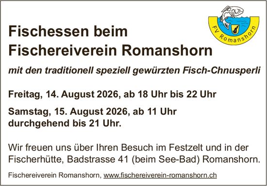 Fischessen beim Fischereiverein Romanshorn, 14. - 15. August, Fischerhütte