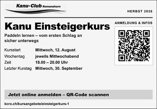 Kanu Einsteigerkurs, 12. August - 30. September