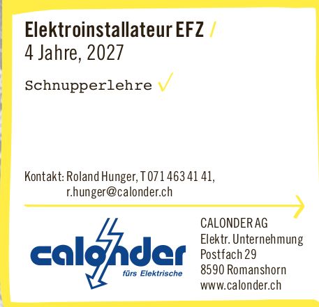 CALONDER AG, Romanshorn - Elektroinstallateur EFZ