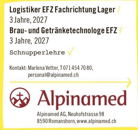 Alpinamed AG, Romanshorn - Logistiker EFZ Fachrichtung Lager