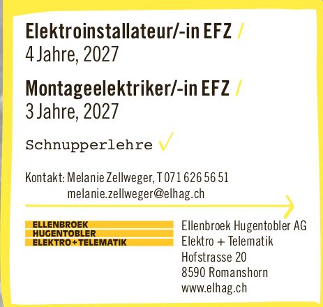 Ellenbroek Hugentobler AG, Romanshorn - Elektroinstallateur/-in EFZ