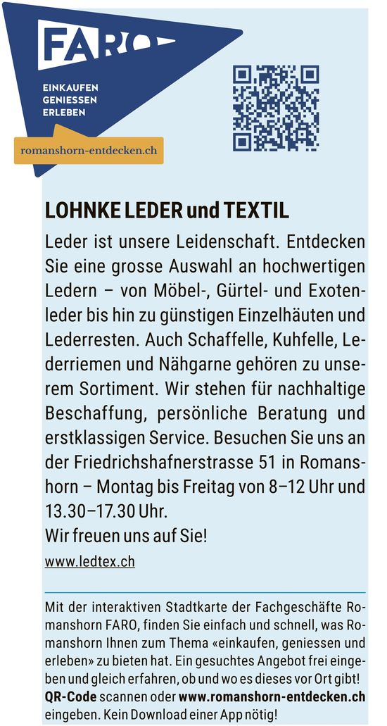 FARO – Romanshorn Entdecken, LOHNKE LEDER und TEXTIL
