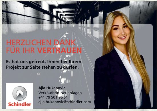 Schindler, HERZLICHEN DANK FÜR IHR VERTRAUEN