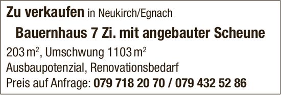 Bauernhaus 7 Zi. mit angebauter Scheune, zu verkaufen