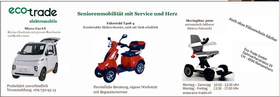 Eco-Trade GmbH, Flums-Hochwiese - Seniorenmobilität mit Service und Herz