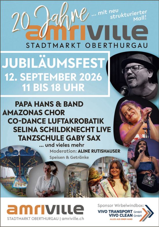 JUBILÄUMSFEST, 12. September, Amriville Stadtmarkt Oberthurgau