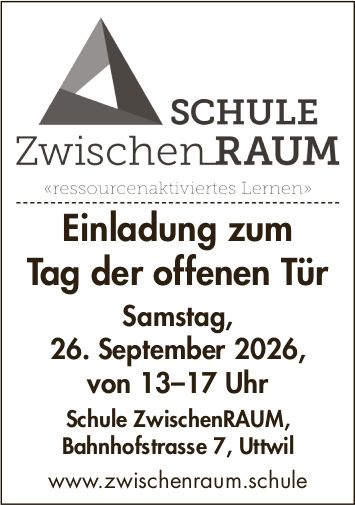 Einladung zum Tag der offenen Tür, 26. September, Schule ZwischenRAUM, Uttwil