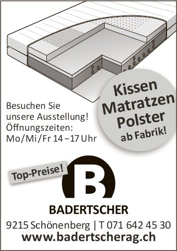 BADERTSCHER, Schönenberg - Kissen Matratzen Polster ab Fabrik!