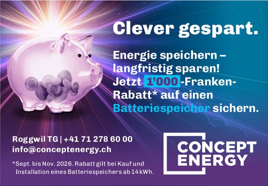 CONCEPT ENERGY, Roggwil Tg - Energie speichern – langfristig sparen!