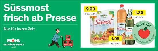 Möhl Getränke-Markt Arbon, Süssmost frisch ab Presse