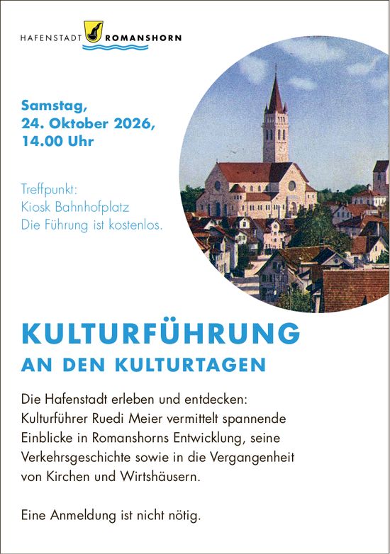 KULTURFÜHRUNG AN DEN KULTURTAGEN, 24. Oktober, Kiosk Bahnhofplatz