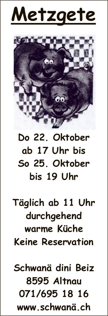 Metzgete, 22. Oktober, Altnau