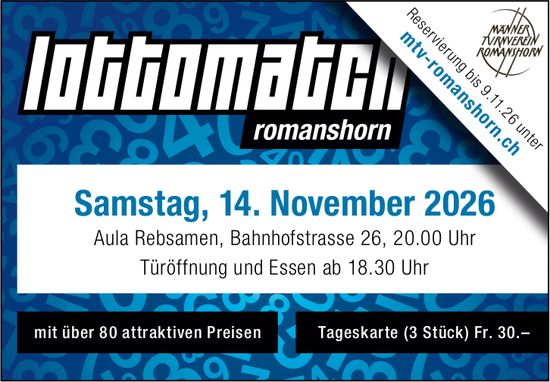 Lottomatch Romanshorn, 14. November, Aula Rebsamen