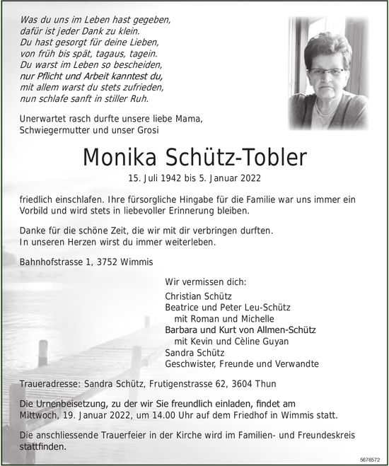 Schütz-Tobler Monika, Januar 2022 / TA