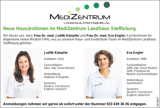 MediZentrum Landhaus AG, Steffisburg - Neue Hausärztinnen