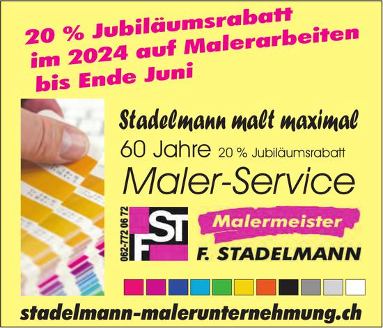 Malermeister F. Stadelmann - 20% Jubiläumsrabatt im 2024 auf Malerarbeiten bis Ende Juni