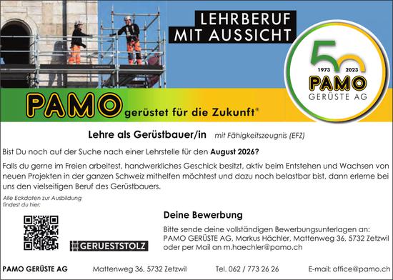 Lehre als Gerüstbauer/in, PAMO GERÜSTE AG, Zetzwil, Gesucht
