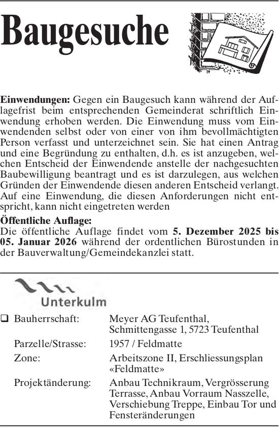 Baugesuche, Teufenthal - Meyer AG, Baugesuche