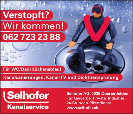 Selhofer AG, Oberentfelden - Verstopft? Wir kommen!