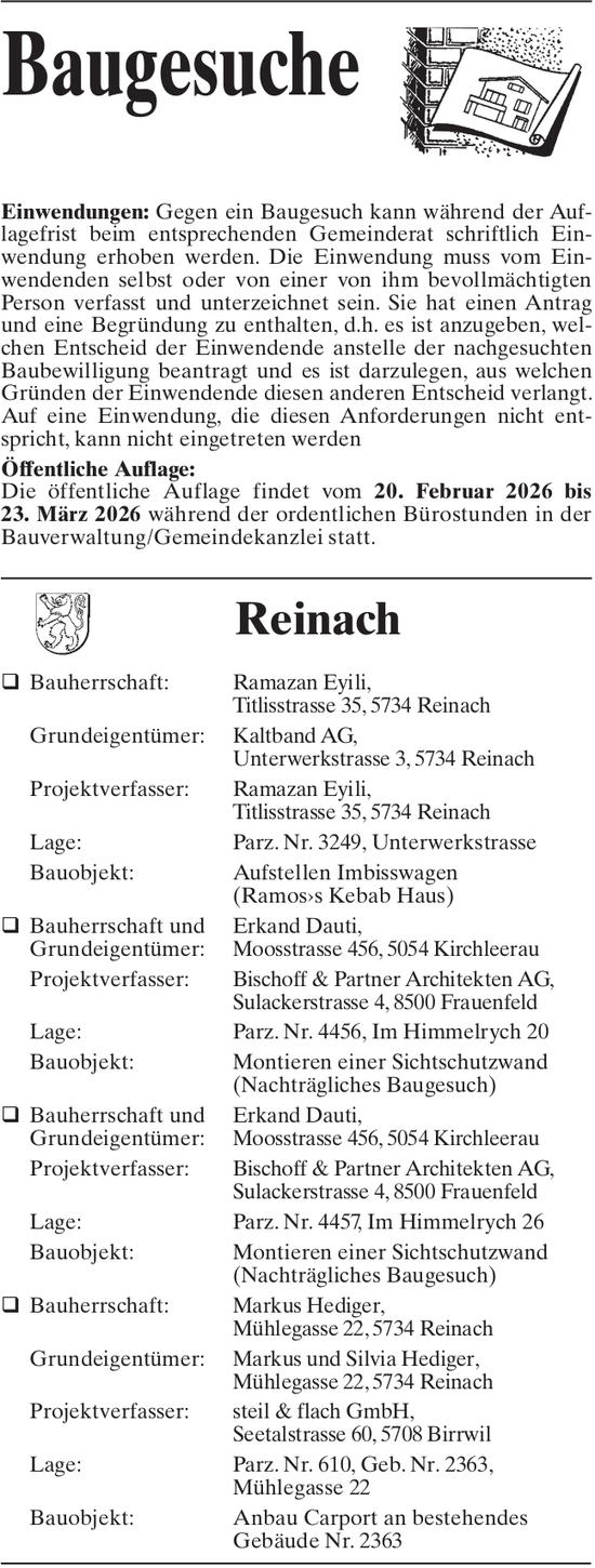 Baugesuche, Reinach