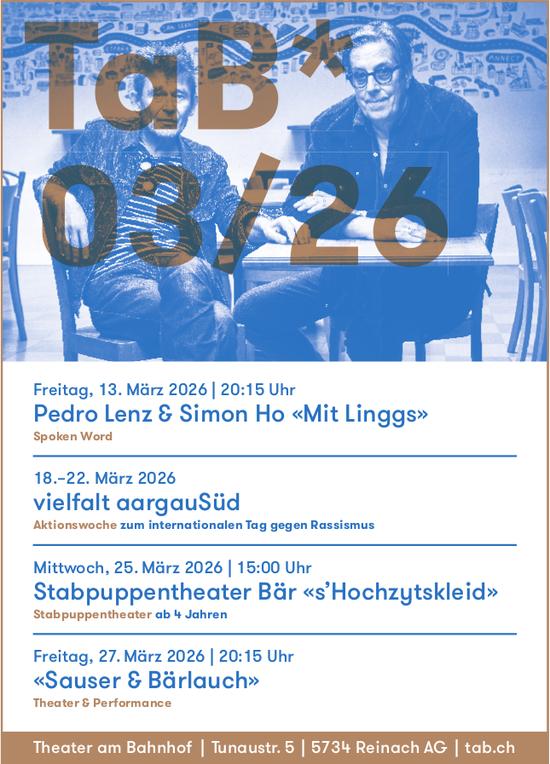 Pedro Lenz & Simon Ho «Mit Linggs», 13. - 27. März, Theater am Bahnhof, Reinach