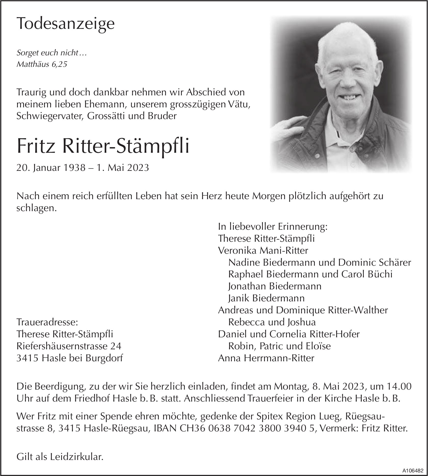 Fritz Ritter-Stämpfli, Mai 2023 / TA