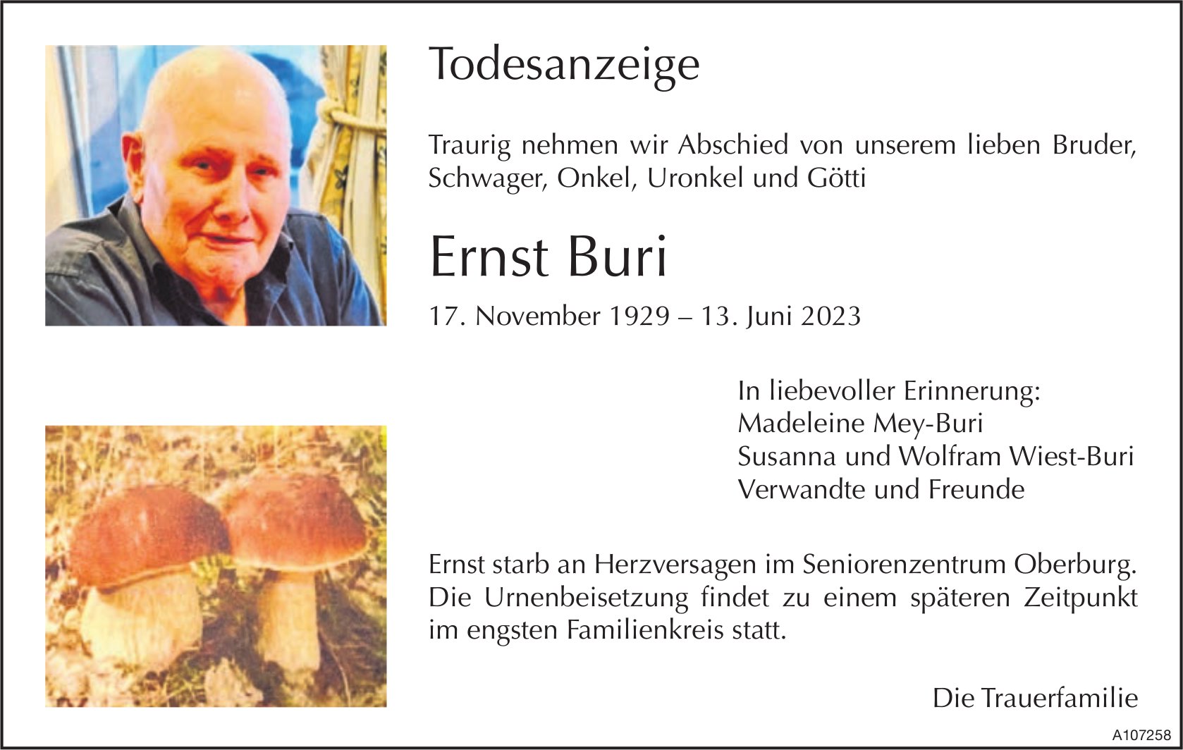 Ernst Buri, Juni 2023 / TA