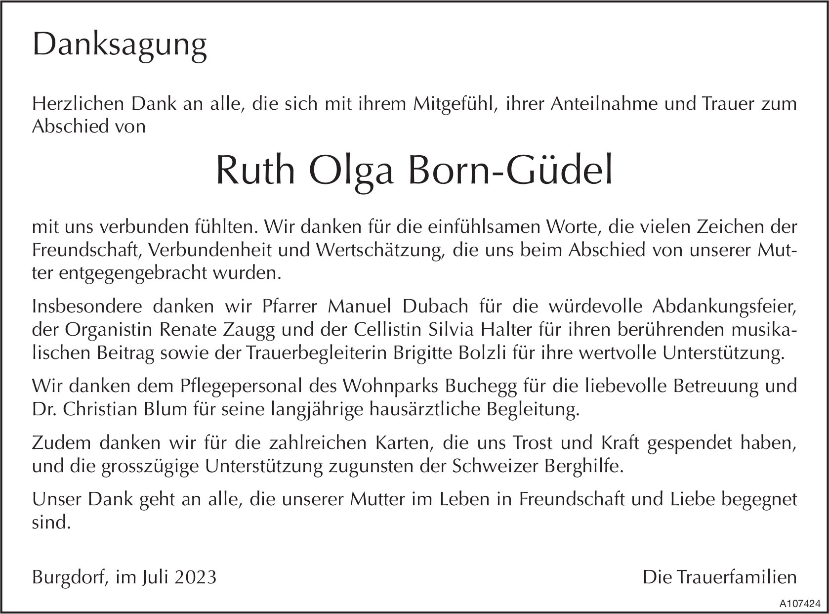 Ruth Olga Born-Güdel, im Juli 2023 / DS