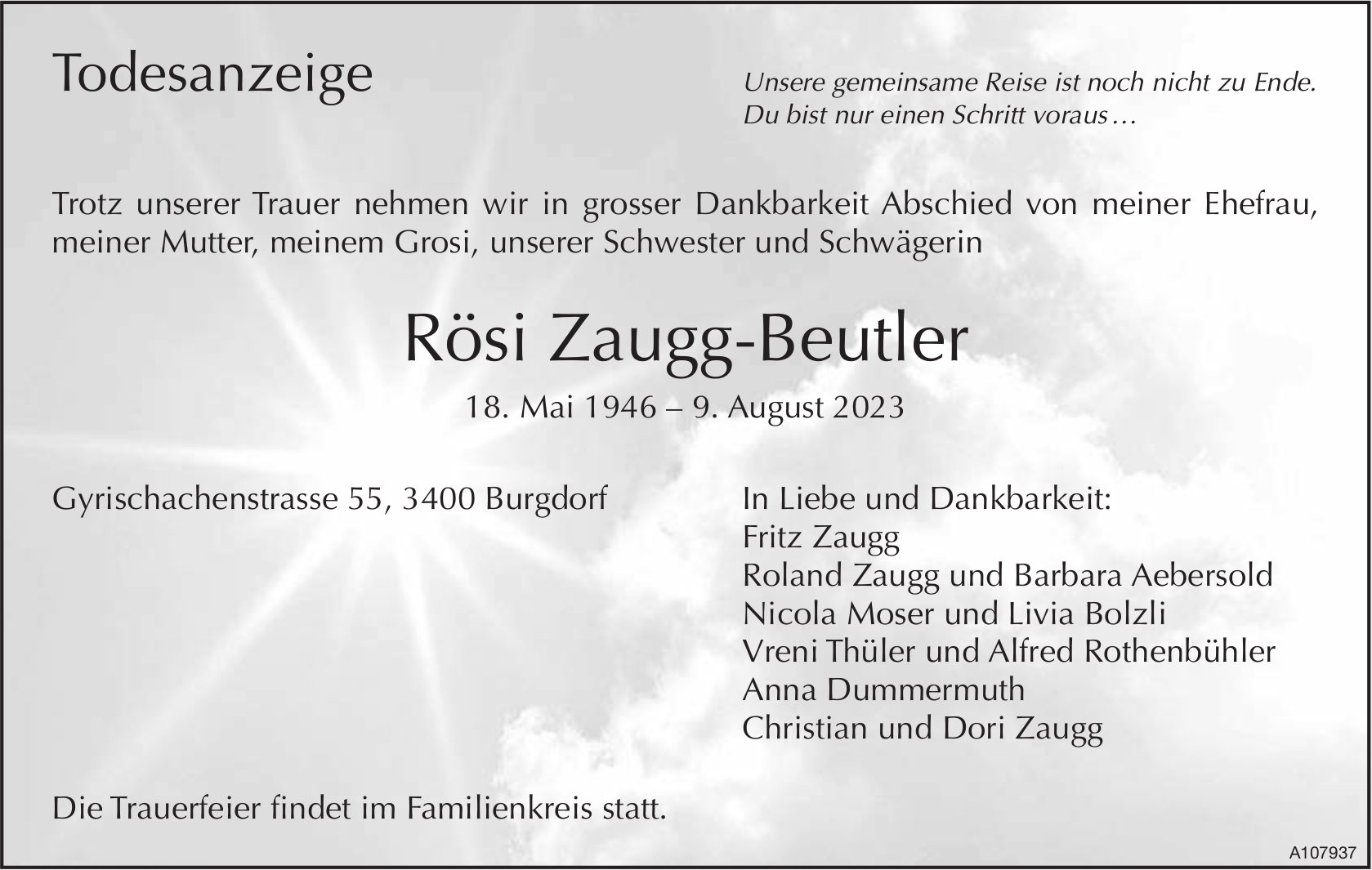 Rösi Zaugg-Beutler, August 2023 / TA