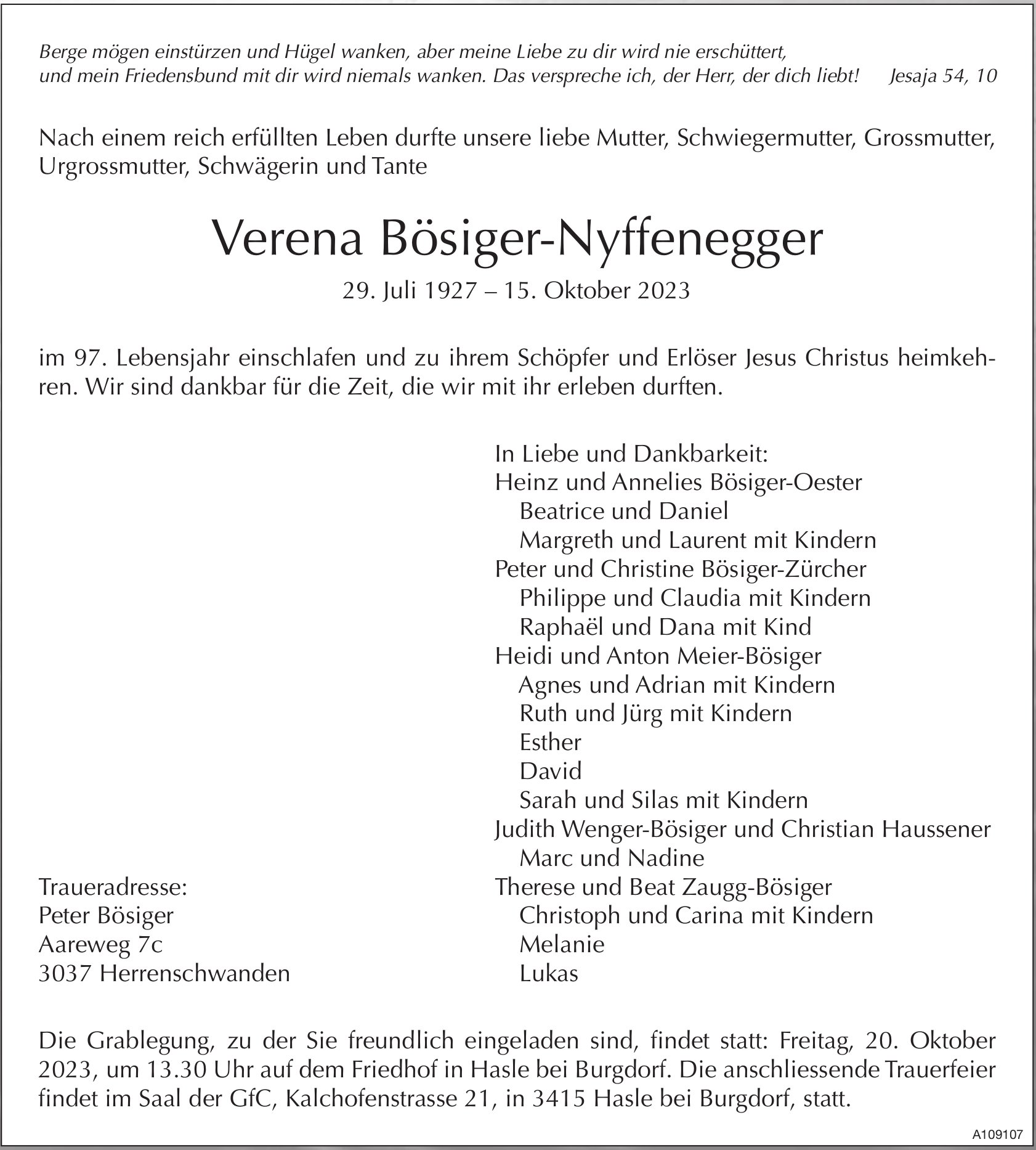 Verena Bösiger-Nyffenegger, Oktober 2023 / TA