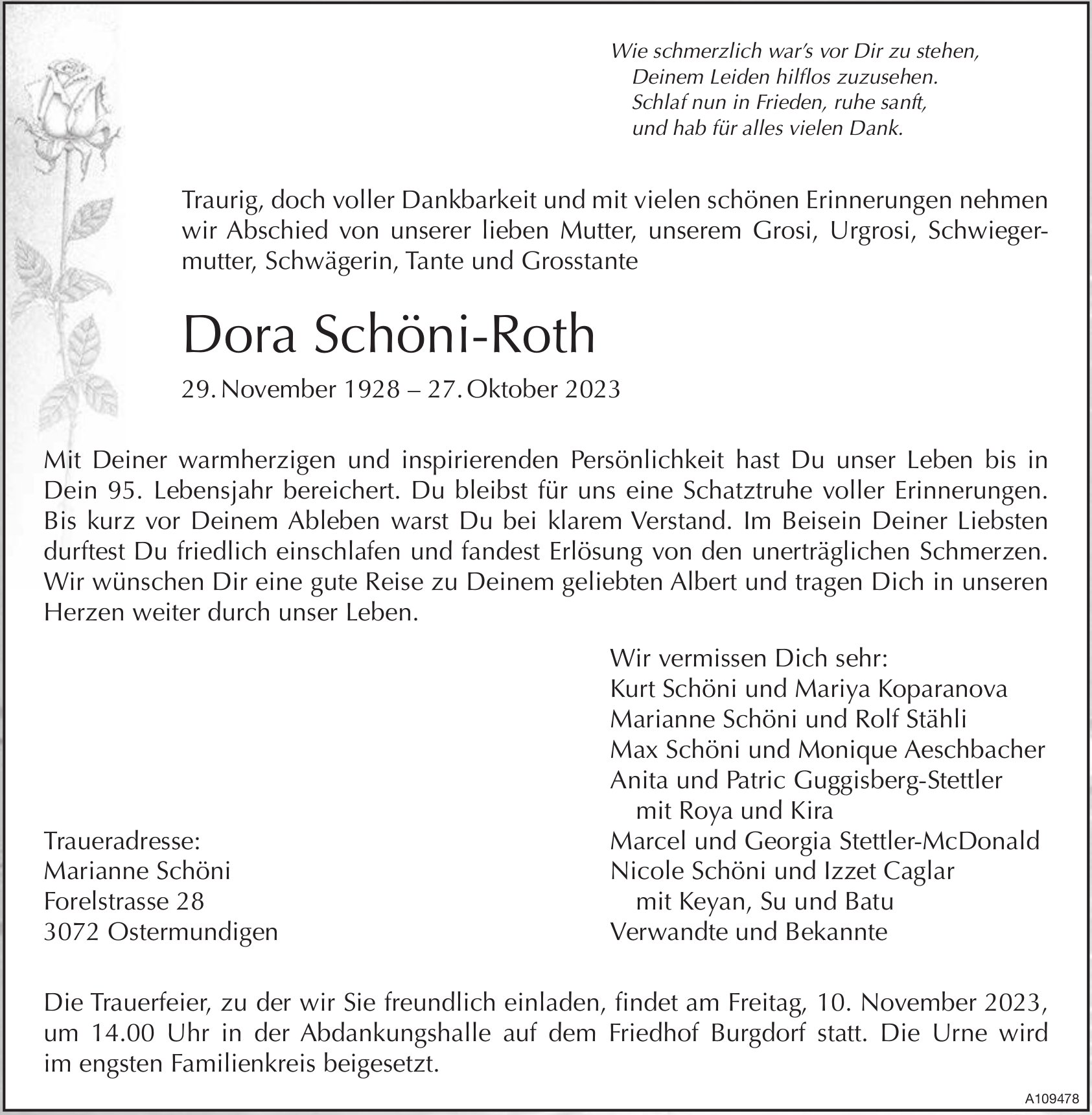 Dora Schöni-Roth, Oktober 2023 / TA