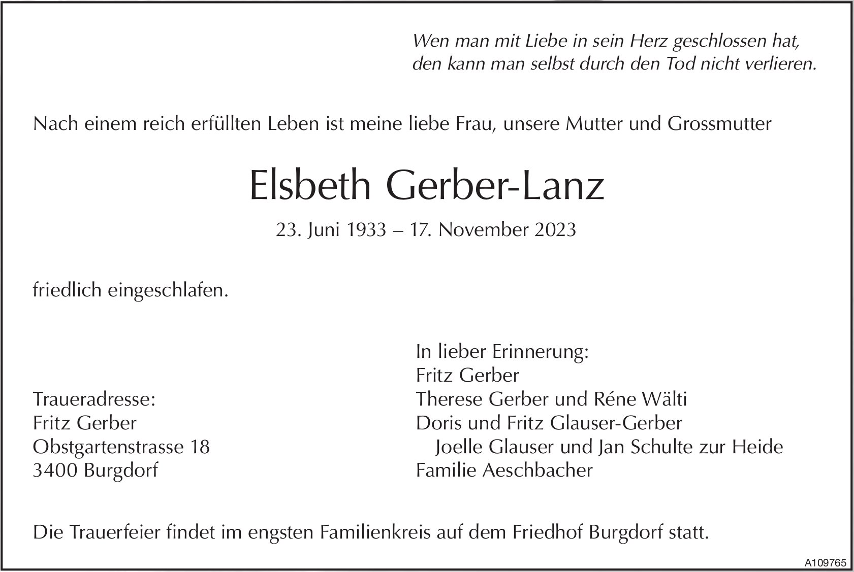 Elsbeth Gerber-Lanz, November 2023 / TA