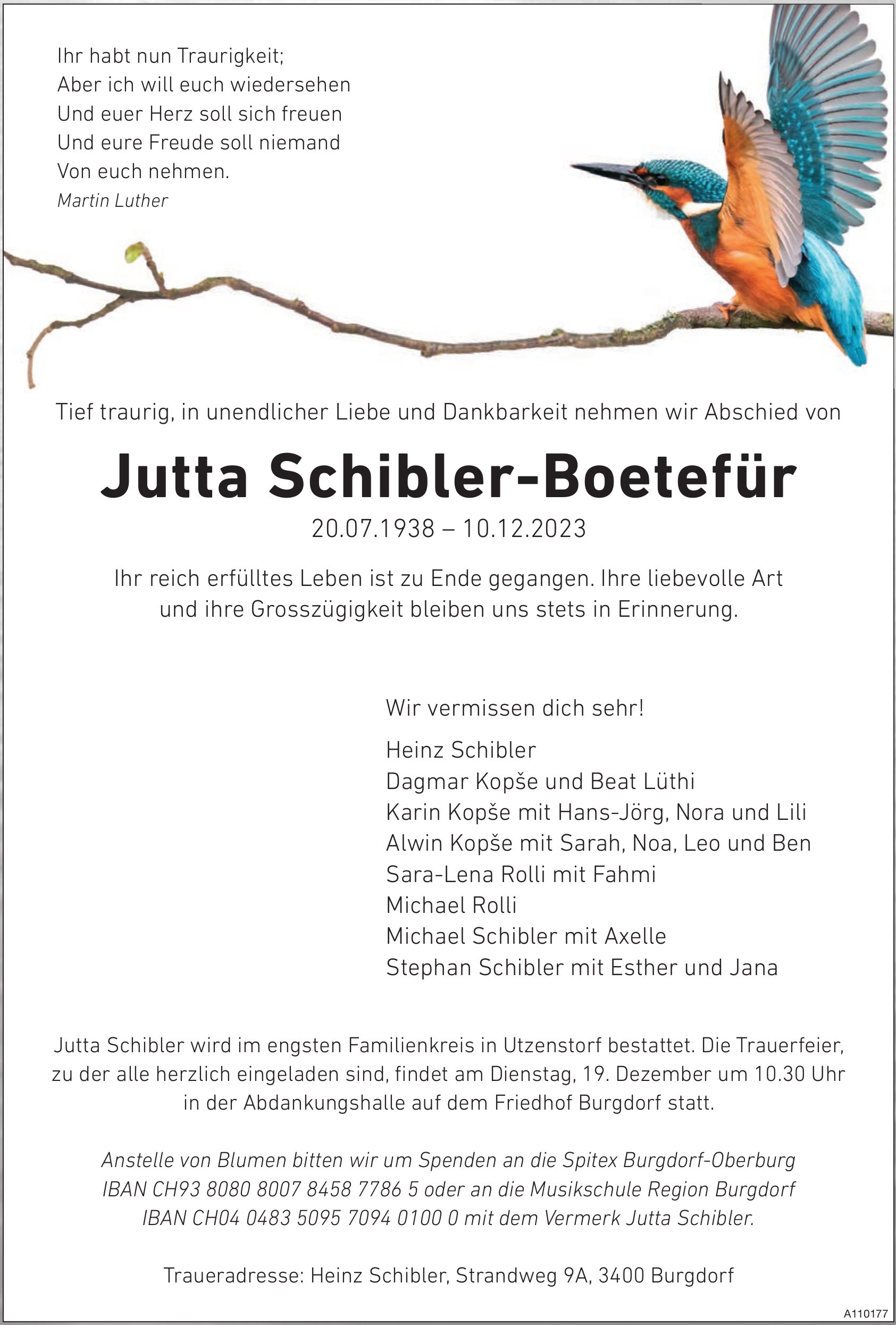 Jutta Schibler-Boetefür, Dezember 2023 / TA
