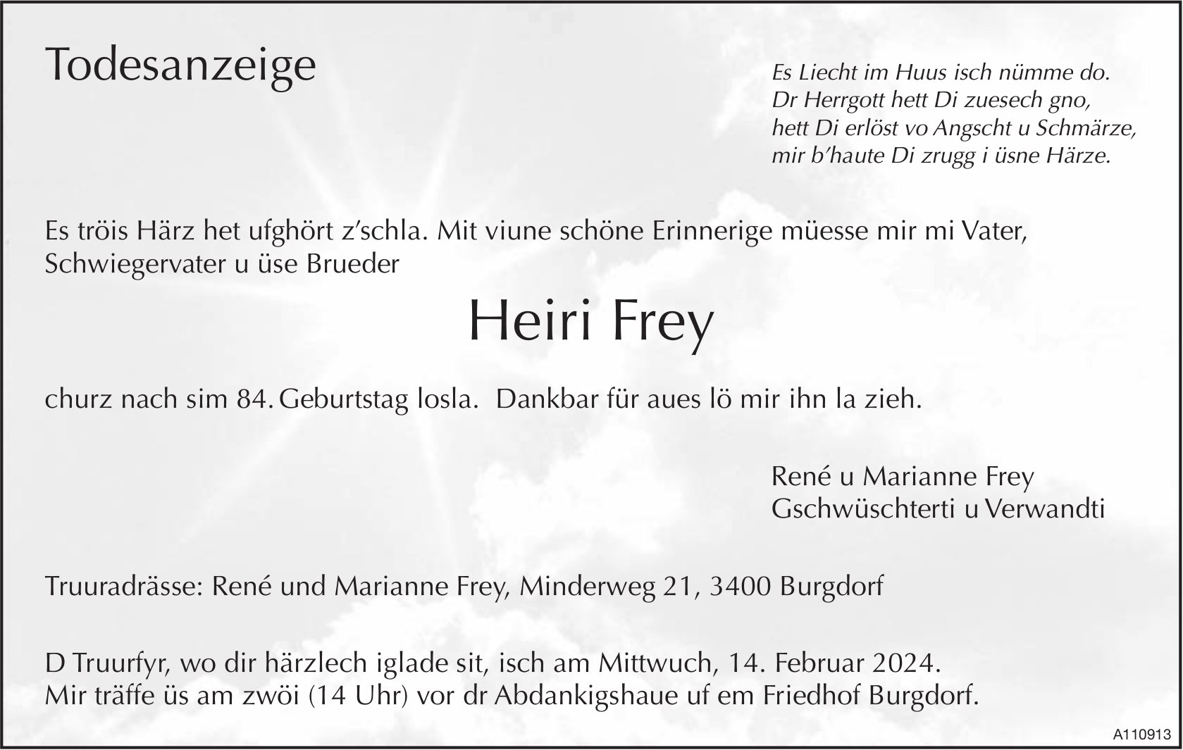 Heiri Frey, Februar 2024 / TA