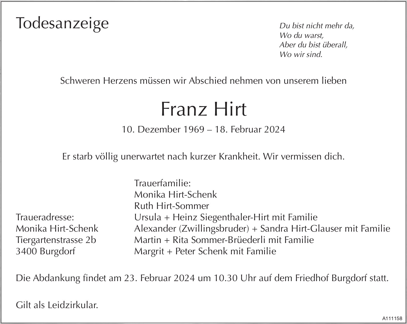 Franz Hirt, Februar 2024 / TA