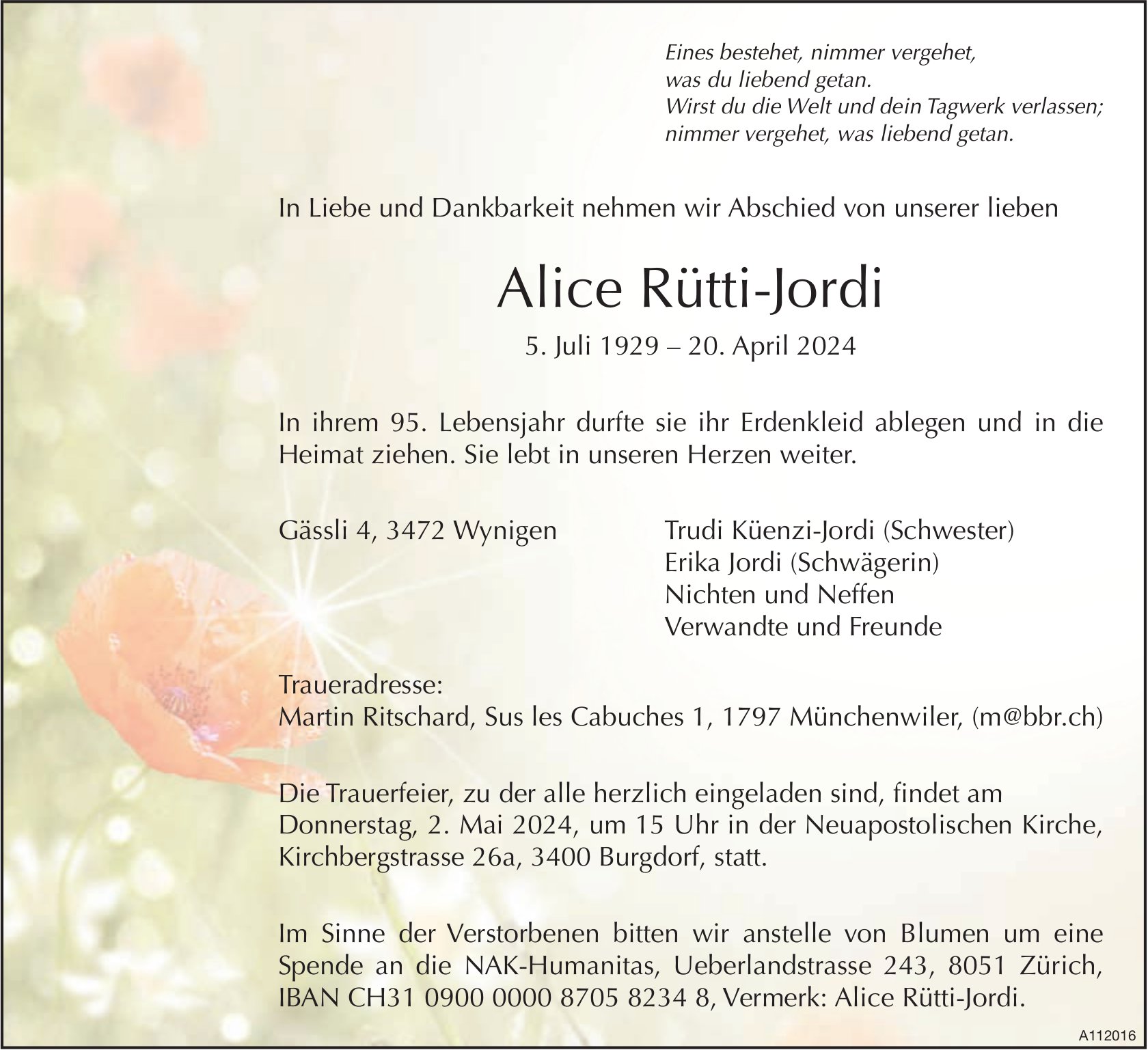 Alice Rütti-Jordi, April 2024 / TA