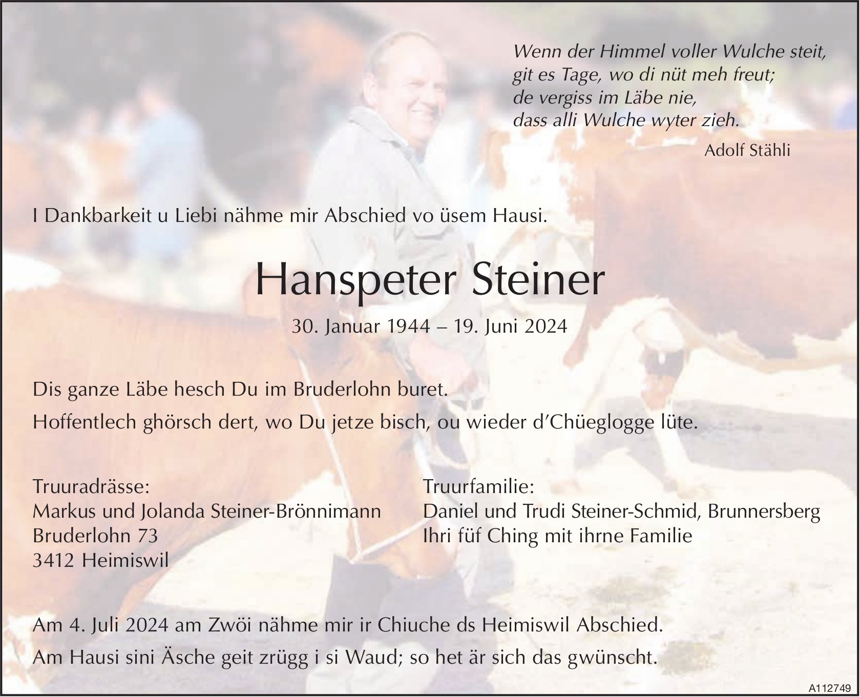 Hanspeter Steiner, Juni 2024 / TA