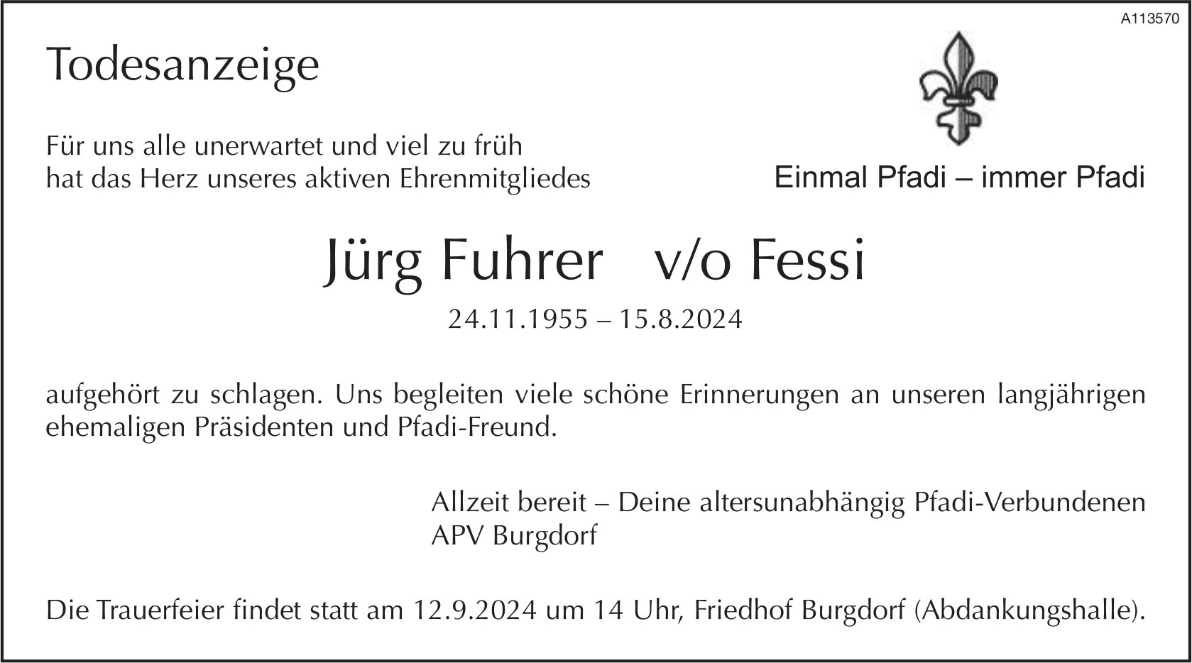 Jürg Fuhrer v/o Fessi, August 2024 / TA