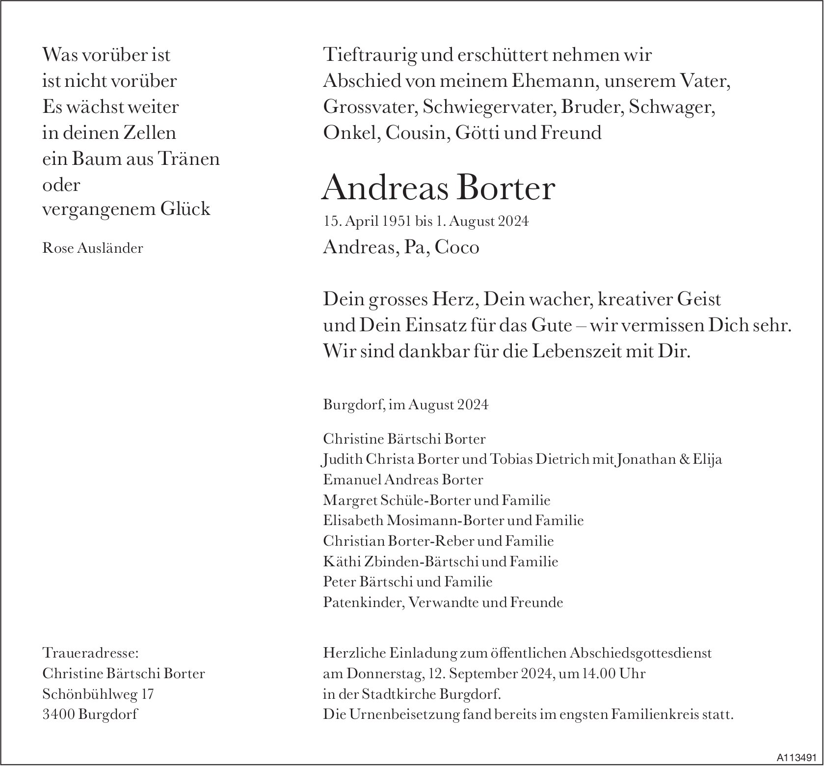 Andreas Borter, August 2024 / TA