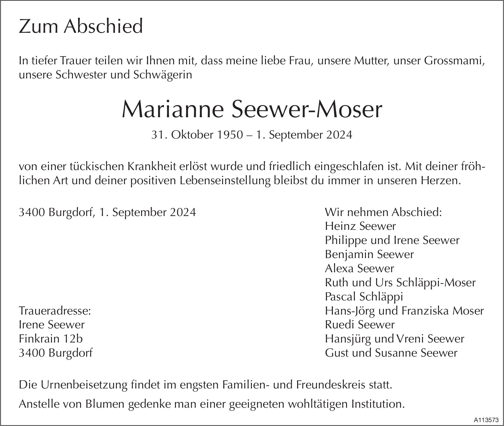 Marianne Seewer-Moser, September 2024 / TA