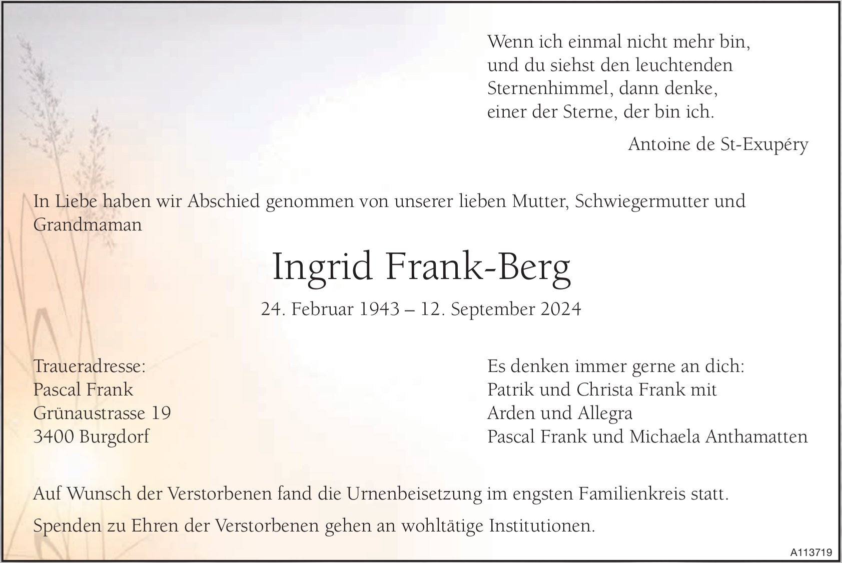 Ingrid Frank-Berg, September 2024 / TA