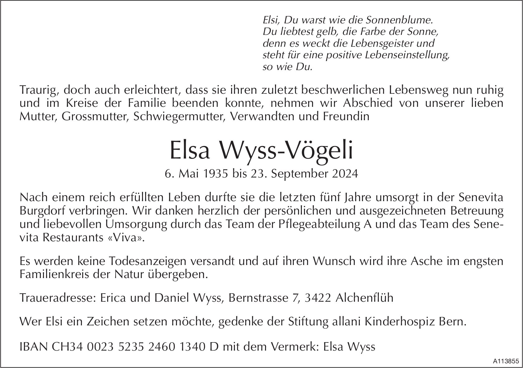 Elsa Wyss-Vögeli, September 2024 / TA