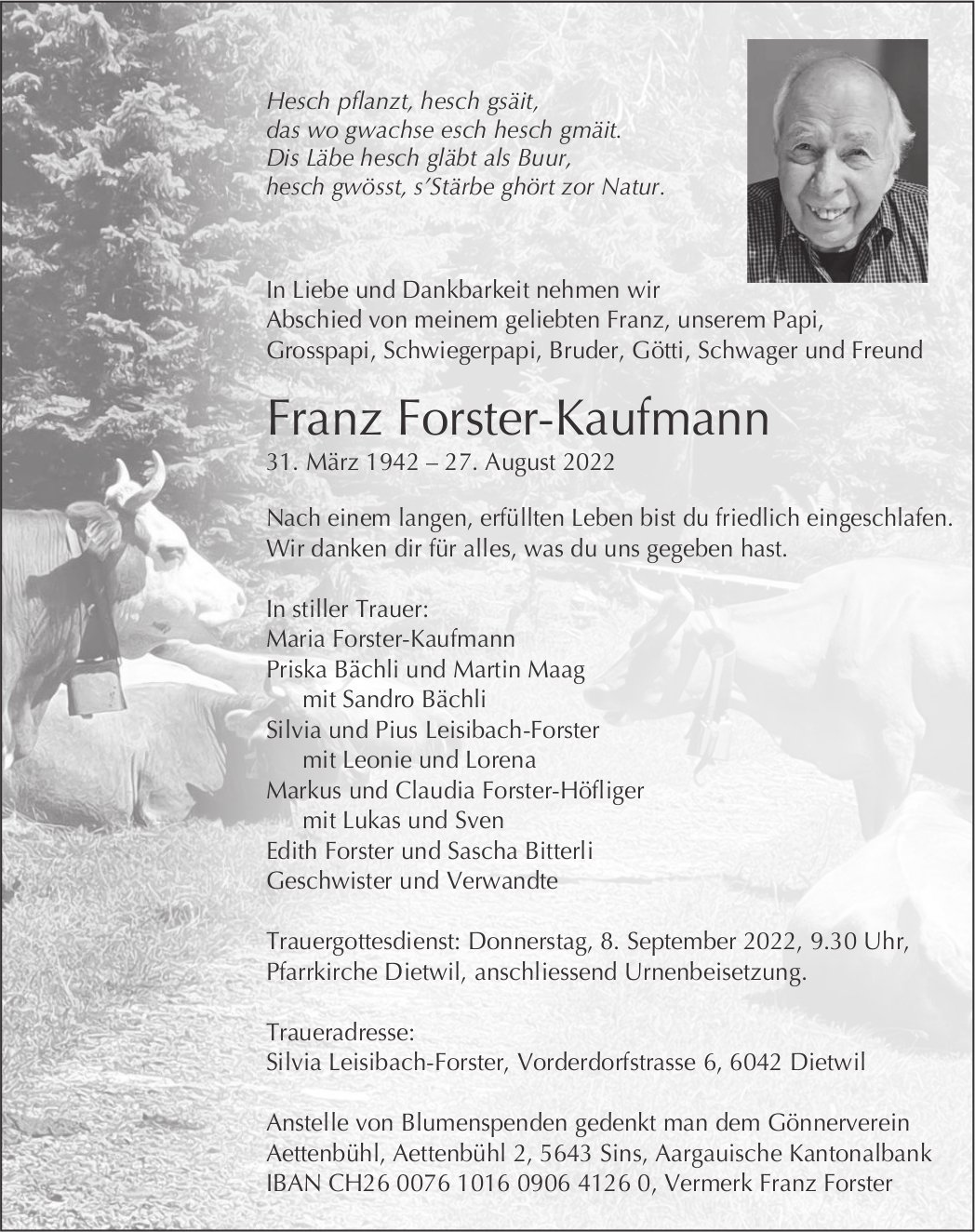 Forster-Kaufmann Franz, August 2022 / TA