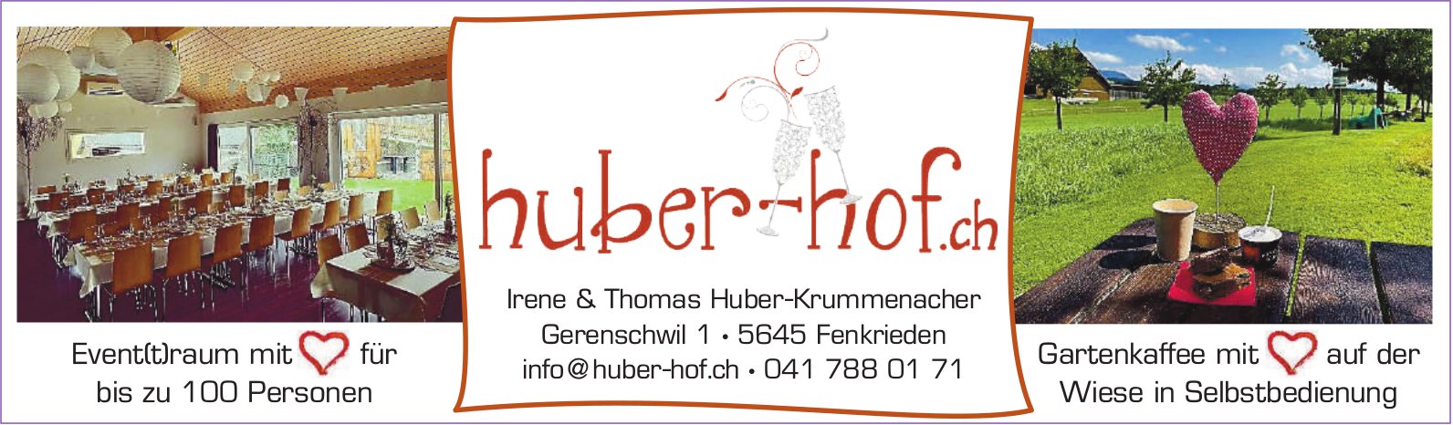 Huber Hof, Fenkrieden - Event(t)raum mit für Gartenkaffee mit auf der bis zu 100 Personen Wiese in Selbstbedienung